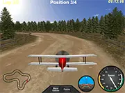 Plane Race 2 3D flying game screen. Racing an airplane against rival pilots on an airborne track. Free online racing game.