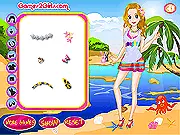 Fashion image showing a model in a bohemian maxi dress on a tropical Hawaii Seaside beach