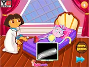 Dora the Surgeon performing bone surgery on Boots in the free online game