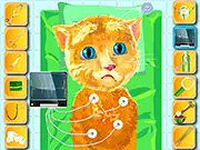 Talking Ginger on the operating table for a heart surgery in the free online doctor game