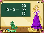 Rapunzel and her frog friend preparing for a math exam in the free online game