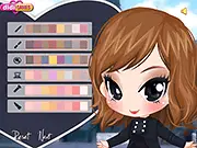 Paris Baby fashion game screenshot showing the character Audrey dressed in a cute Parisian outfit standing near the Champs-Élysées