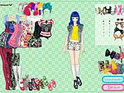 Cute Gorgeous Exaggerated Hairstyles online dress-up game screenshot, girl with dramatic butterfly-shaped costume and creative hair