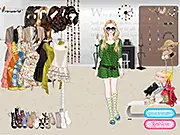 Charming Hair dress-up game screenshot, girl with elegant big wave hair and flowing skirt, online fashion styling