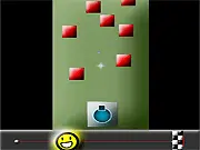 Block Zappers game screenshot showing a central zapper aiming at a rotating formation of red and gray blocks in a minimal arcade setting on PlayArcadeHub.