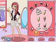 Milkshake Break dress up game screen featuring a fashionable girl in a stylish casual outfit holding a milkshake at a café