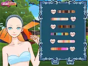 Camping Outside free online dress up game screenshot, showing a girl selecting summer outfits and accessories for a camping trip with friends.