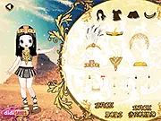 Egyptian Princess free online dress up game screenshot, featuring a royal girl in ancient Egyptian attire standing near the Pyramids of Giza.