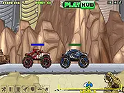 Offroad Truckers game screenshot, large monster truck racing on a dirt track, truck customization and power up racing game