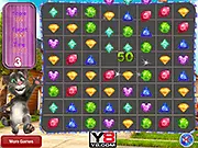 Talking Tom Jewel Match free online puzzle game screenshot, matching colorful jewels