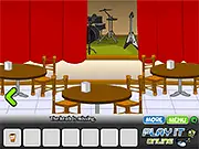 Screenshot from Locked Cafe Escape game, showing a close-up of a locked door or a desk inside a cafe with clues.