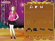 A young, pretty girl in a fabulous, chosen outfit preparing to walk onto the stage for her First Audition Show online game