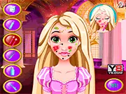 Screenshot of Rapunzel Facial Treatment Online game showing the princess receiving a spa mask