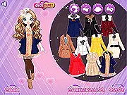 Dreamy Winter Look free online game screenshot showing Natalie with bright makeup, a stylish coat, and winter accessories