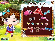 Happy Family Picnic free online dress up game screenshot showing the family of three (Mom, Dad, and child) dressed for a picnic in the forest