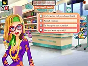 Two cartoon characters sitting at a table in a speed dating event, representing the core mechanic of the free online romance game Speed Dating 2