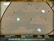 Smogout free online puzzle game screenshot showing clean air bubbles clearing smog particles
