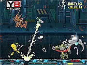 Ben 10 Omniverse Save The World free game screenshot, Ben 10 shooting enemies in an alien world