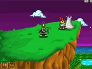 Egg Knight game screenshot showing the knight character holding a sword and shield ready for battle against the Dark Army