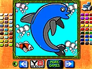 Coloring Book for Kids free online game with a cartoon drawing of a puppy being colored