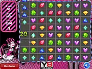 Draculaura Jewel Match free online puzzle game. Monster High match-3 game featuring Draculaura and colorful jewels with a time limit.