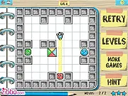 Globy free online adventure game screenshot - the blue Globy character rolling through a doodle-filled landscape towards a goal.