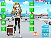 Fashion Girl in the Airport dress-up game featuring a stylish girl posing in a chic travel outfit