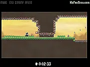 Mr Runner 2 online game screenshot showing a stick figure runner jumping over geometric obstacles