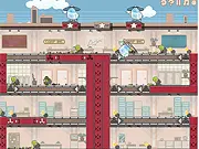 Office Trap game, character running through an office filled with deadly hazards, platformer obstacles