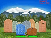 Robin Hood: Village Defense free online game, shooting falling rocks out of the sky with a bow and arrow