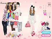 Screenshot of Summer Colorful Ethnic Style dress-up game, showing a character wearing a vibrant patterned dress and unique accessories, playing a free online game on PlayArcadeHub.