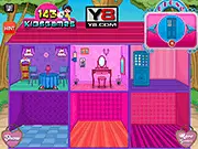 Screenshot from Ever After High Doll House Decoration game showing a luxuriously furnished dollhouse interior with various pieces of magical and stylish furniture