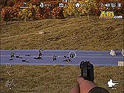 Storm Ops 4 game screen showing a soldier aiming a high-powered rifle with a sniper scope at enemy soldiers in a desert combat environment