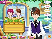 Screenshot of You and I dress-up game showing a stylish young couple, a man and a woman, dressed in elegant party attire