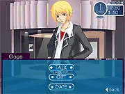 Kaleidoscope Dating Sim 2 game screen with the protagonist Soffie and the four male love interests (Angel, Gage, Cero, Riley) in a colorful Dream World setting.