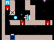 Gunbrick game screenshot, rolling cube with gun and shield, action puzzle platformer online