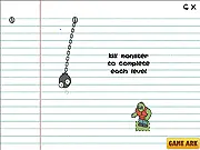 Paper Chains: Angry Monsters free online puzzle game, dropping and swinging bombs to hit monsters