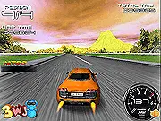 Risky Drift 3D free online car racing game - a red sports car drifting sideways on a curved 3D track
