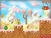 Play Alien Bros free online puzzle adventure game, helping the two aliens collect all the candy