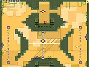 Screenshot of Plunger online game showing a red plunger moving through a maze of gray blocks and avoiding hazards. Play this free action puzzle game.