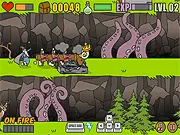 The Ram Time! character preparing to ram and destroy a collapsing tower in the free online physics destruction game