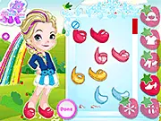 Elsa as Strawberry Shortcake game image showing Frozen's Elsa dressed in a cute, strawberry-themed outfit and accessories. Play free online character dress up game.