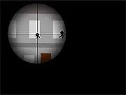 Sneaky Sniper 3 Ex free online game, first-person view of a sniper scope targeting a covert mission objective