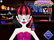 Skelita Calaveras Hair Salon makeover game free online. Monster High dress-up with shampoo, hairdryer, elegant dress, and jewelry.