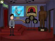 Ray and Cooper 2 free detective game online, main character Detective Paul Maxstrong investigating a clue in a mystery setting