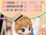 Screenshot from Sisters with Cats Dress Up showing two animated sisters choosing outfits from a wardrobe full of cat-themed sweaters, ears, and accessories.