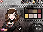 Gothic Dress Show free online game, girl wearing elegant black Gothic dress and dark makeup, fashion makeover