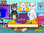 Tom and Angela Tropical Vacation free online game, helping the characters pack luggage and relax on a sunny beach