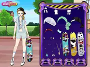 Free online dress-up game image of a girl dressed in stylish skater clothes and accessories, Girls Go Skating game thumbnail