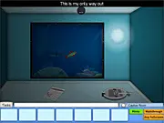 Screenshot from Underworld Army 2 game showing the player investigating a flooded section of a mysterious underwater lab to find escape clues.